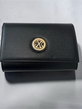 Christian Lacroix Black Clutch with Gold Emblem